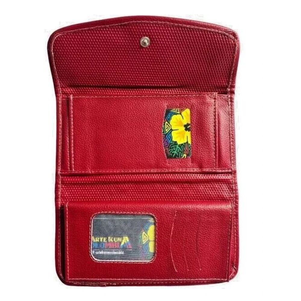 Unique Artisan Handmade‎ Mola Wallet Large - Arte Kuna Colombia 100% Leather - Picture 4 of 5